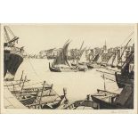 Alan McNAB (British 20th Century) Dhows in a Red Sea Harbour, Engraving, Signed, dated 1927 and