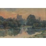 Robert HOPE (British 1869-1936) Punt on the Thames with Windsor Castle Beyond, Watercolour, Signed