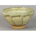 Richard BATTERHAM (British b. 1936) Celadon bowl, of a typical spiral faceted form with a darker