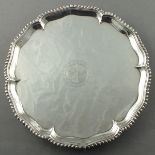 A George III silver salver, London 1773 - William Turton, circular with an engraved armorial to