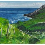 Belinda REYNELL (British b. 1969) St Ives to Zenor - view from the coastal path, Oil on board,