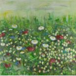 Rachel JEFFERY (British 20th Century) Hazy Daisy Meadow, Oil on canvas, Signed lower right, Signed