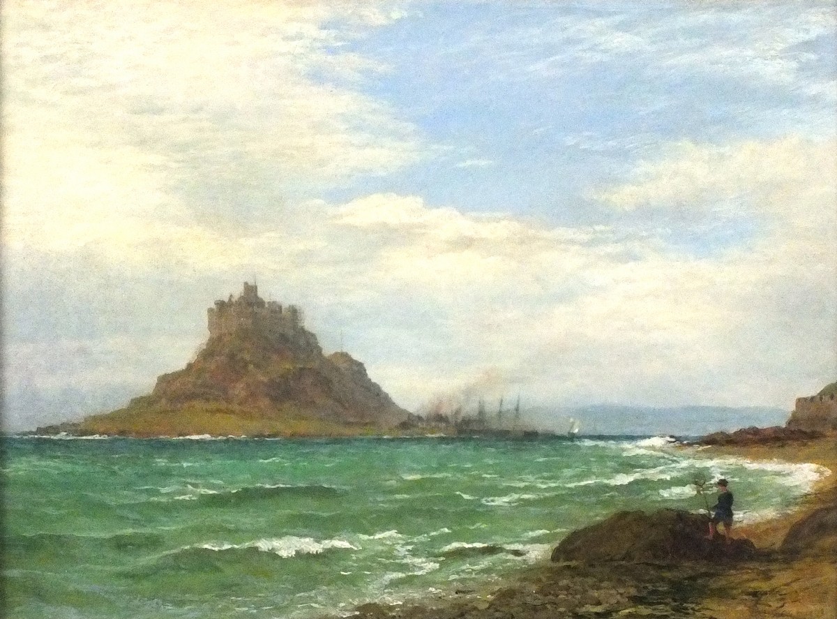 Henry DAWSON (British 1811 - 1878) St Michael's Mount - Mounts Bay, Oil on panel, Signed and