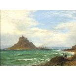 Henry DAWSON (British 1811 - 1878) St Michael's Mount - Mounts Bay, Oil on panel, Signed and