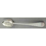 A George III silver straining spoon, London 1792 - Charles Hougham, of Old English pattern, 12.25" x