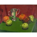 Philip NAVIASKY (British 1894-1983) Still Life - fruit and a silver cup, Oil on canvas laid down,