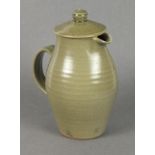 Leach Pottery St Ives standard ware coffee pot, of celadon glaze, bearing impressed mark, 10" (25cm)