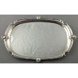 A rectangular silver drinks tray, London 1920 - Northern Goldsmiths, the border engraved with