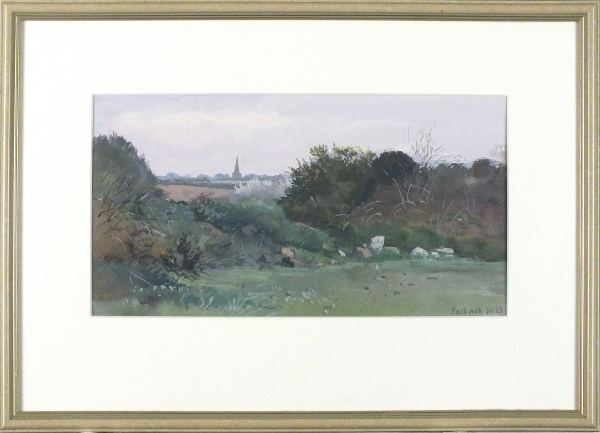 Barbara WILLS (British 1924-2013) View of St Hillary, Cornwall, Gouache on paper, Signed lower - Image 2 of 2