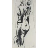 Lorna WILES (British b.1943) Standing Nude, Charcoal, Signed and dated '95, 19" x 9.5" (49cm x