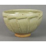 Richard BATTERHAM (British b. 1936) Celadon bowl, of a typical spiral faceted form, 8.75" (22cm)