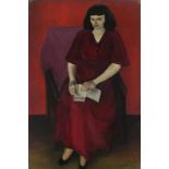 Cecil RILEY (British 1917 - 2015) Portrait of Joan - full length seated, Oil on canvas, Signed and