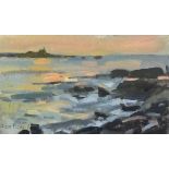 Ken HOWARD (British b. 1932) Rocks with St Michael's Mount Beyond, Oil on canvas, Signed lower left,