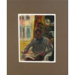 Pat ALGAR (British 1939-2013) Rab reading, Watercolour, bodycolour varnished, Signed & dated Feb '82