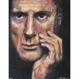 D* A* Taylor (British 20th/21st Century) Pinter - portrait of the playwright, Oil on board,