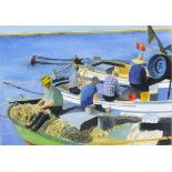 Andrew WATTS (British b.1947) Mending Nets - Palma Mallorca, Gicleé print, Titled & signed on