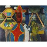 Pat ALGAR (British 1939-2013) Arcade, Oil on board, Signed PM Carr & dated 1972 lower right,