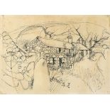 Pat ALGAR (British 1939-2013) Study of a Stone Cottage, Ink drawing, Bears artist studio stamp