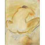 Rose HILTON (British b. 1931) Nude Figure Bending, Oil on board, Inscribed verso, 9.5" x 7.5 (24cm x