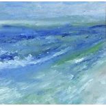 Roy DAVEY (British b. 1946) Blue/Green Seascape, Acrylic on board, Gallery label verso, 9.5" x 9.