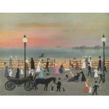 Helen BRADLEY (British 1900-1979) Evening on the Prom, Colour lithograph, Signed in pencil with