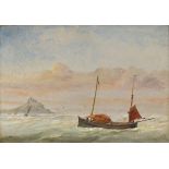 William PEZZACK (British 1850-1935) Fishing vessels of St Michael's Mount, Oil on board, Signed with