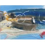 Jessica BRIGHT (British b.1950) Mixed media on paper, St Ives Harbour, Signed lower right,