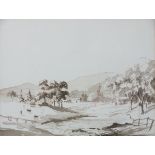 Hugh E RIDGE (British 1899-1976) Croft Near Dalmally, Pen & sepia wash, Signed lower right, Label