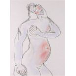 Barbara KARN (British b.1949) Warm Feeling - female nude, Charcoal & pastel, Signed lower left,