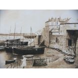 Andrew WATTS (British b.1947) Old Newlyn Harbour Circa 1900, Gicleé print, Titled & signed on