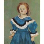 Horas KENNEDY (British 1917-1997) Rosemary - doll in a blue dress, Oil on board, Titled verso , 19.