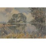 John E MACE (20th Century British) River Somme near Amiens, Watercolour, Signed lower right, 13.