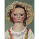 Horas KENNEDY (British 1917-1997) Lydia - doll with rouged cheeks, Oil on board, Signed with