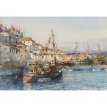 Charles Eddowes TURNER (British 1883-1965) Cornish Sunlight - The Harbour Mousehole, Watercolour,