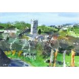Jessica BRIGHT (British b.1950) Lane to Lanteglos Church, Mixed media, Titled, signed & dated 2012