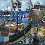 Jeremy KING (British b.1933) Mousehole S.S.S. (Boat Festival), Oil on board, Titled, signed &