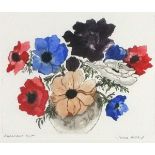 June HICKS (British 20/21st Century) Anemones, Coloured etching, Signed and titled in pencil,