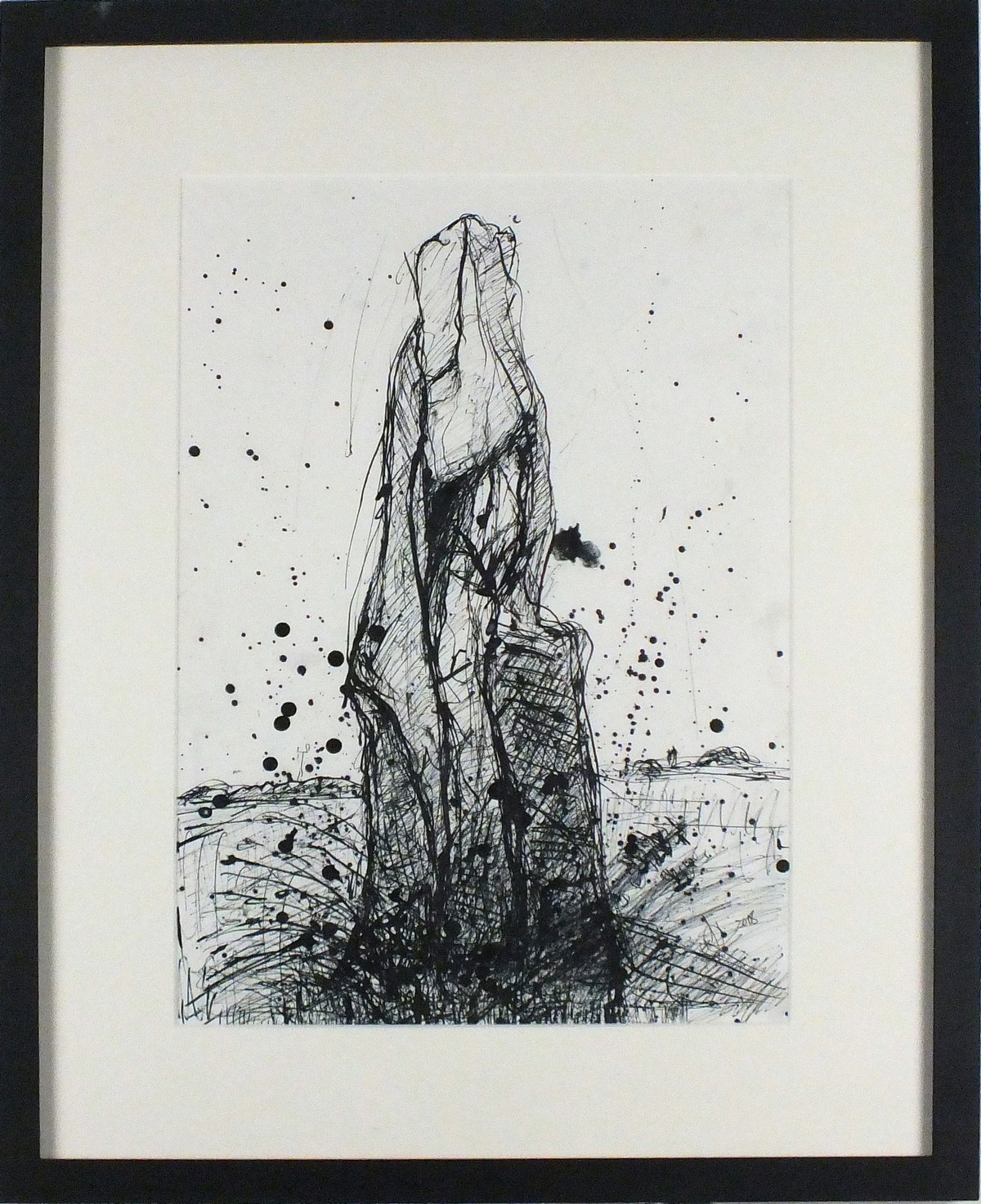 Jonathan HAYTER (British b. 1959) North East Piper Standing Stone, Ink on paper, Signed with - Image 2 of 2