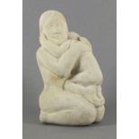 Theresa GILDER (British b.1935) Mother & Child, Limestone, Signed with initials to base, 9.5"
