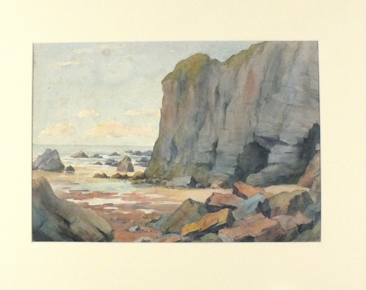 19th century British School Rocky Cove at Low Tide, Watercolour, 10.5" x 15" (27cm x 38cm)