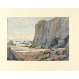 19th century British School Rocky Cove at Low Tide, Watercolour, 10.5" x 15" (27cm x 38cm)