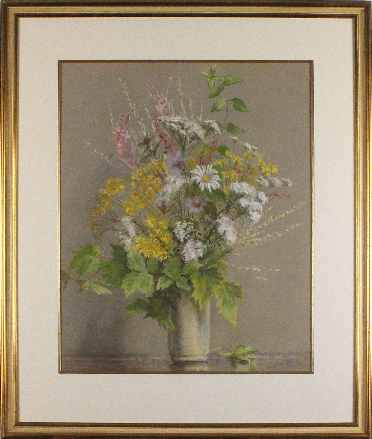 A Margaret CORNISH (British 20th Century) Still Life of Summer flowers in a Vase, Pastel, Signed and - Image 2 of 2