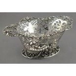 A silver grape basket, Birmingham, 1919, James Dixon, oval with pierced body incorporating cast