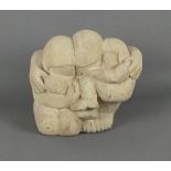 Theresa GILDER (British b.1935) Family, carved Portland Stone, Signed with initials to base, 10"