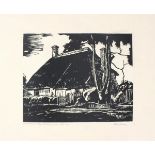 Henry TOWNER (British 20th Century) Old Workhouse Cottage Framfield Sussex, Lino-cut, Signed and