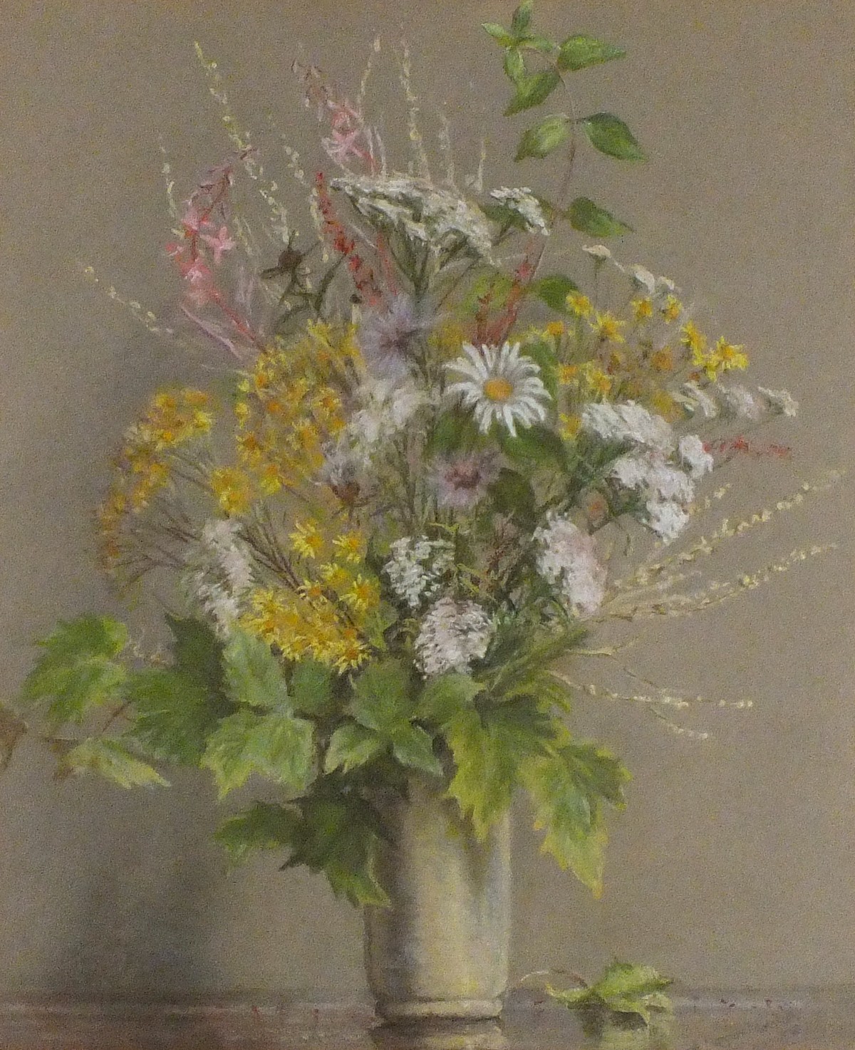 A Margaret CORNISH (British 20th Century) Still Life of Summer flowers in a Vase, Pastel, Signed and