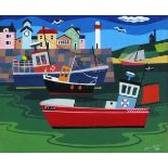 Tom WINTERS (British 20th/21st Century) Fishing Boat 2, Acrylic on board, Titled on label verso,