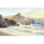 John Clarkson Isaac UREN (British 1845-1932) Cornish Coastline, Watercolour, Signed lower left,