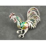 A silver and plique a jour brooch in the form of a Rooster