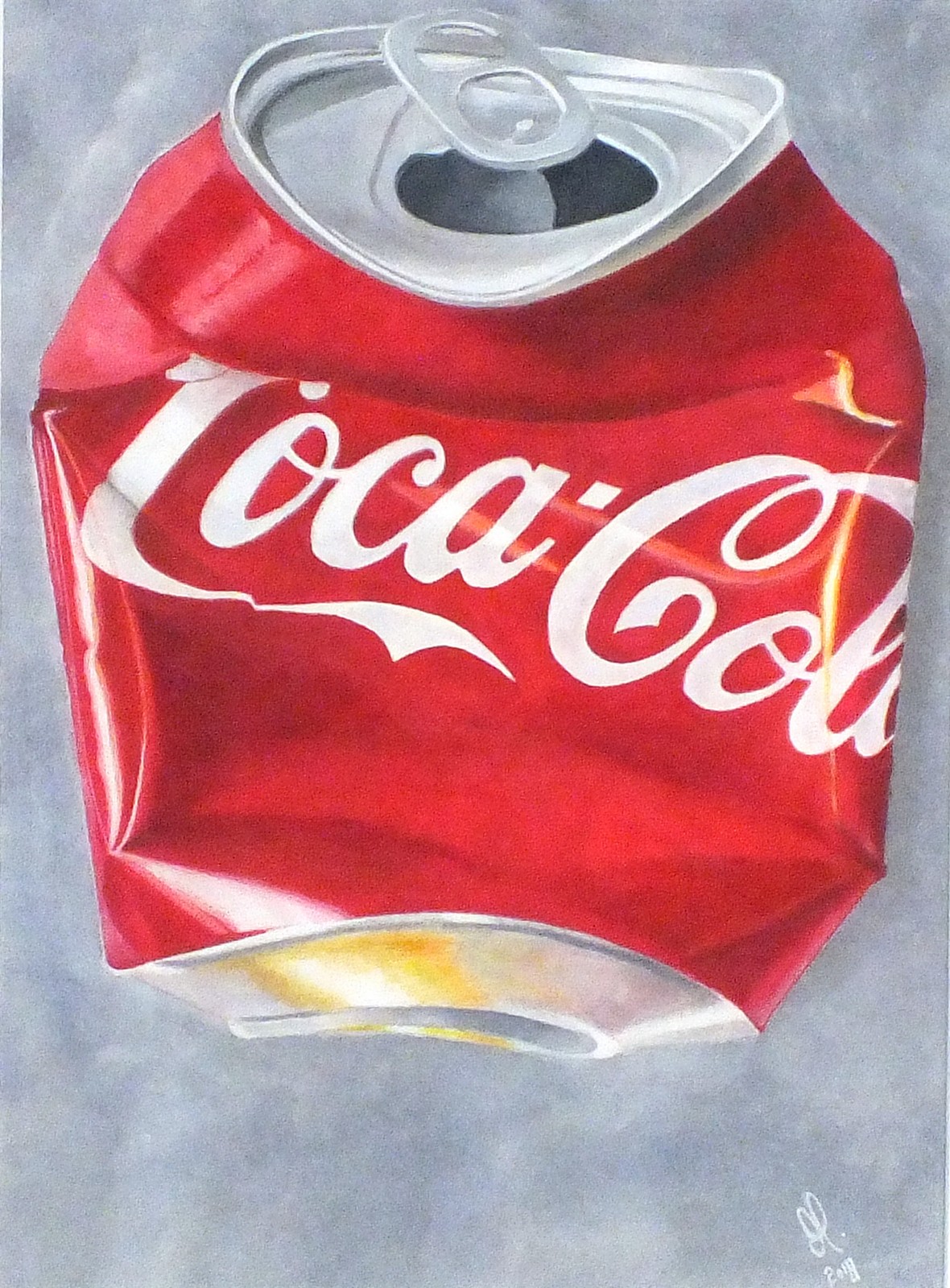 Jan Merrick HORN (British b. 1948) Crushed Coke Can, Watercolour and mixed media, Signed with